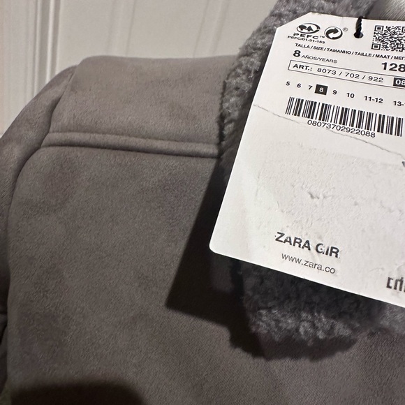 Zara Girls Faux Suede jacket with Fur Trimming -NWT! - Picture 3 of 4